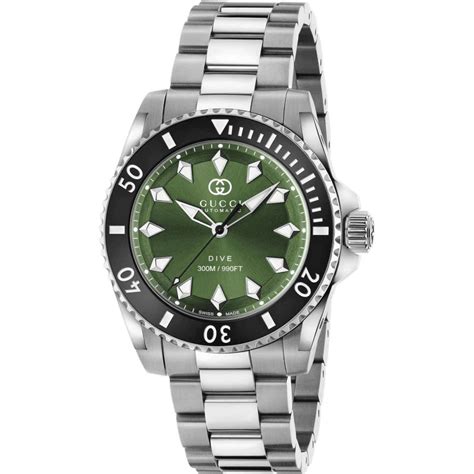 Gucci Dive Green Dial Stainless Steel Watch 40mm